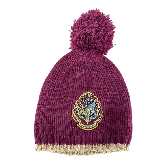 Harry Potter Youth Gryffindor Pom Pom Knit Beanie Maroon Gold OSFM Winter Hat - Picture 2 of 8